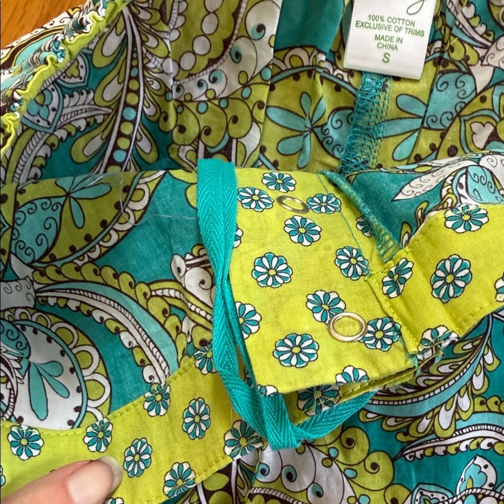 Vera Bradley Peacock Print Turquoise and Lime PJ Pants - Picture 6 of 6